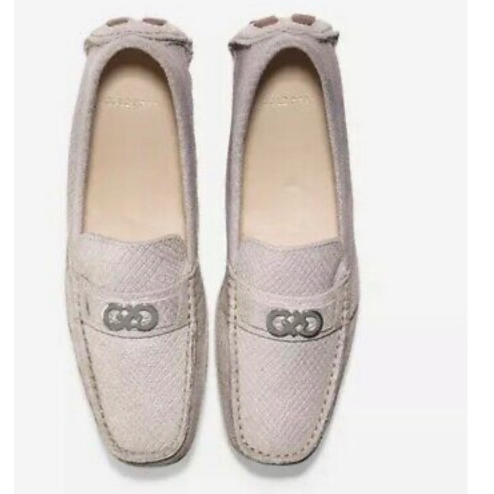 Cole Haan Womens Grey Snake Embossed Metallic‎ Bit Driver Loafers W15858